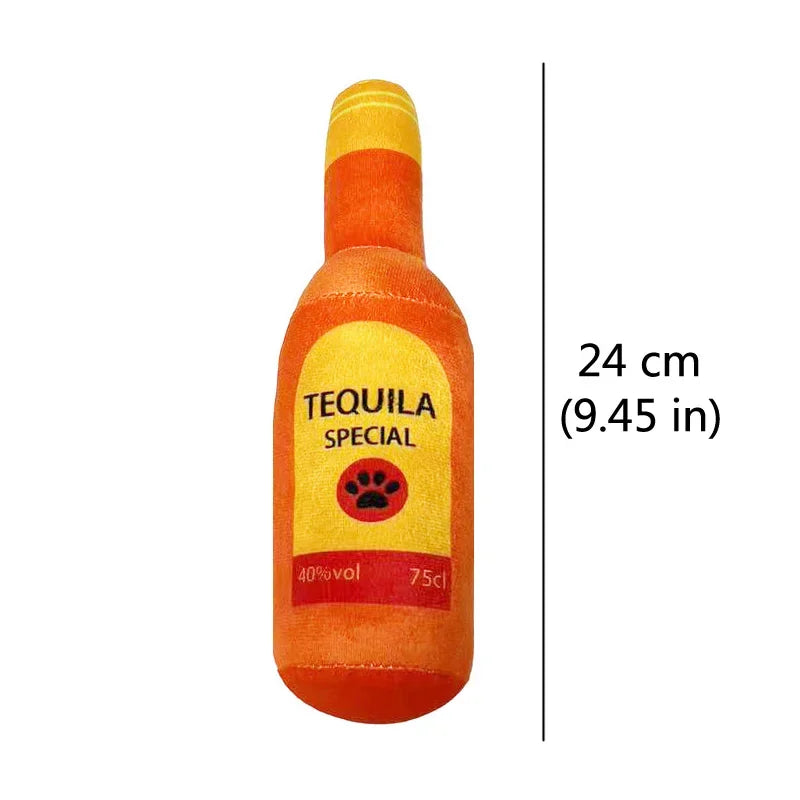 Plush Chew Toys for Dogs & Cats – Fun Alcohol Bottle Designs with Built-in Squeakers
